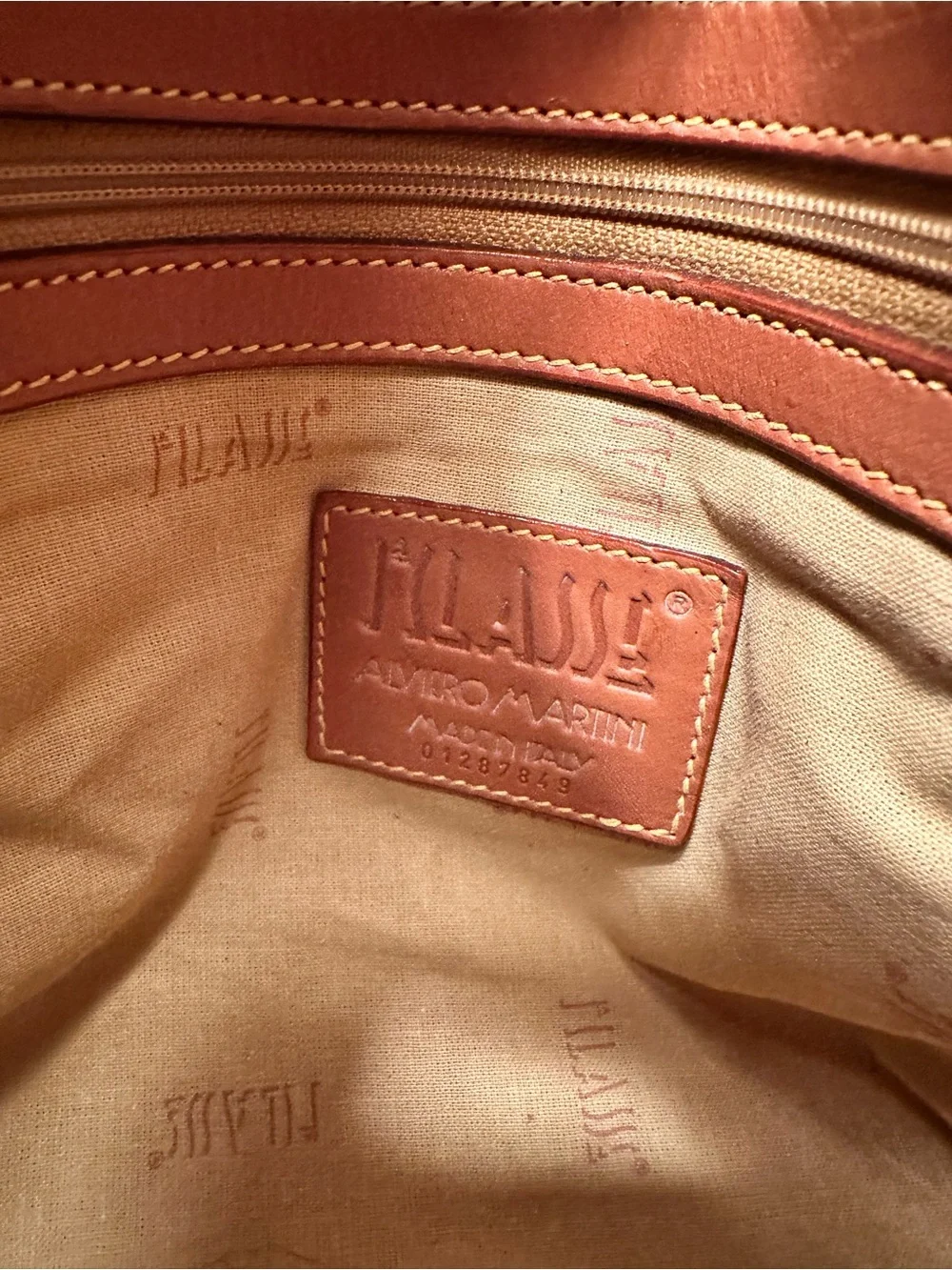 Alviero Martini Brown Geo-Print Leather Travel Weekender